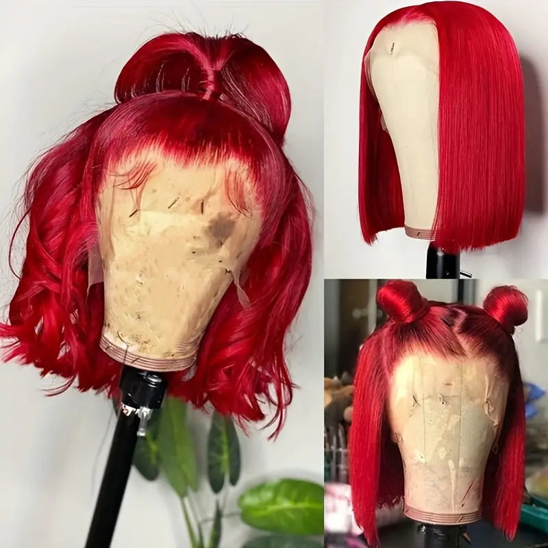 RIO 100% Human Hair 13X4 HD Lace Frontal Bob Wig - Straight Red