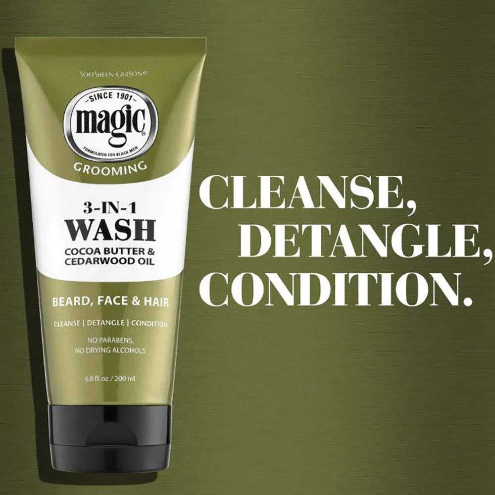 Magic Grooming 3-in-1 Wash- Beard, Face & Hair - 6.8 oz