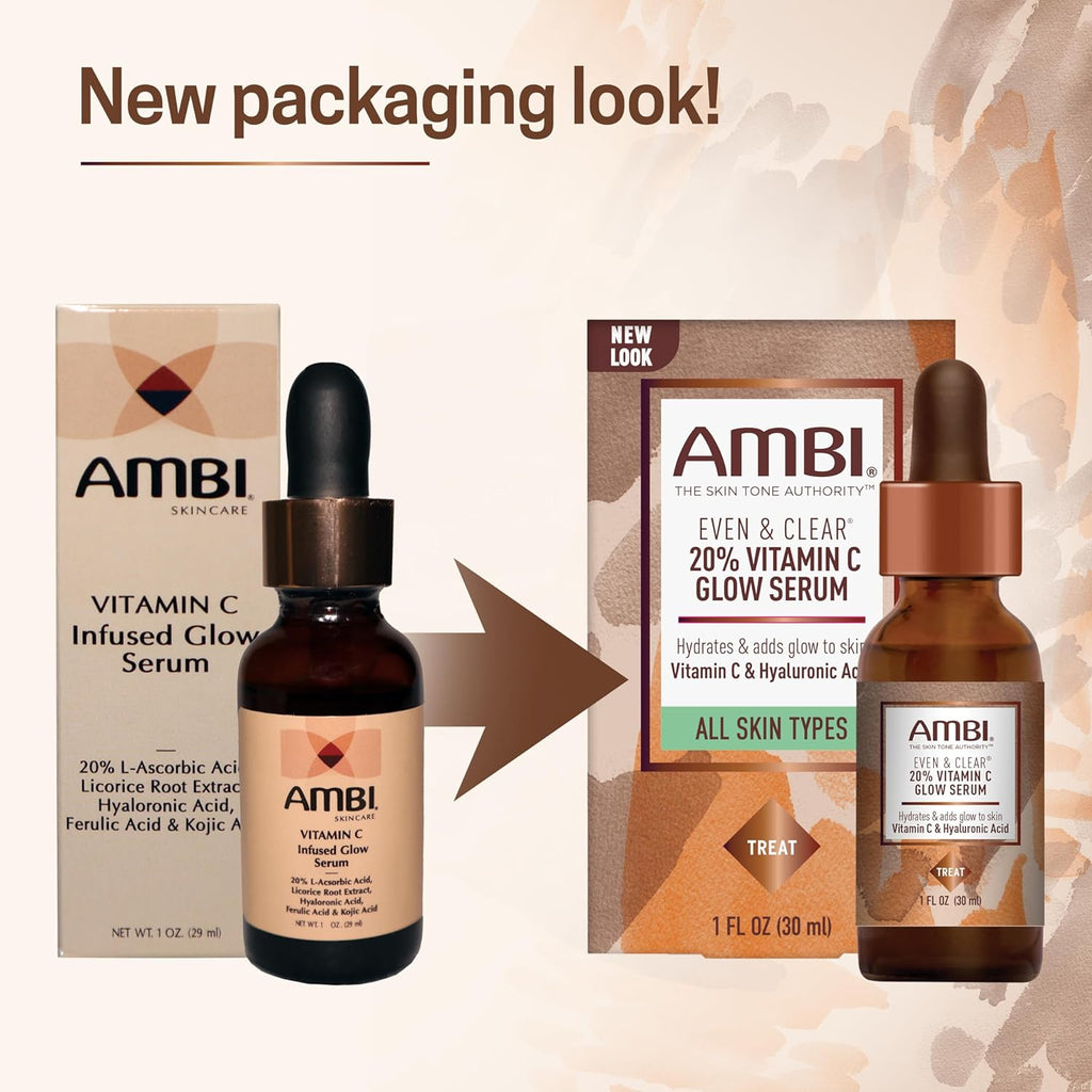 AMBI Even & Clear 20% Vitamin-C Infused Glow Serum for All Skin Types,