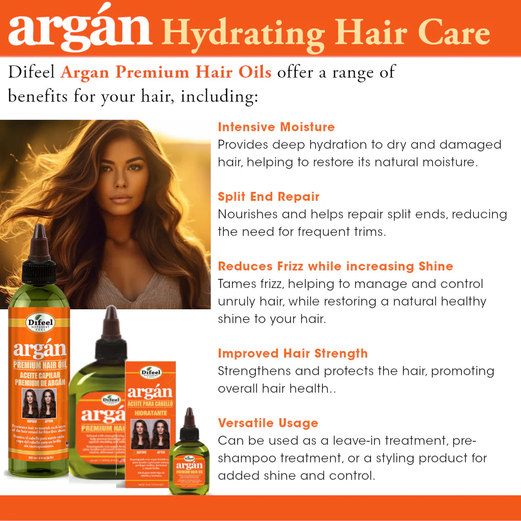 Difeel Argan Hydrating Premium Hair Oil - 8 oz