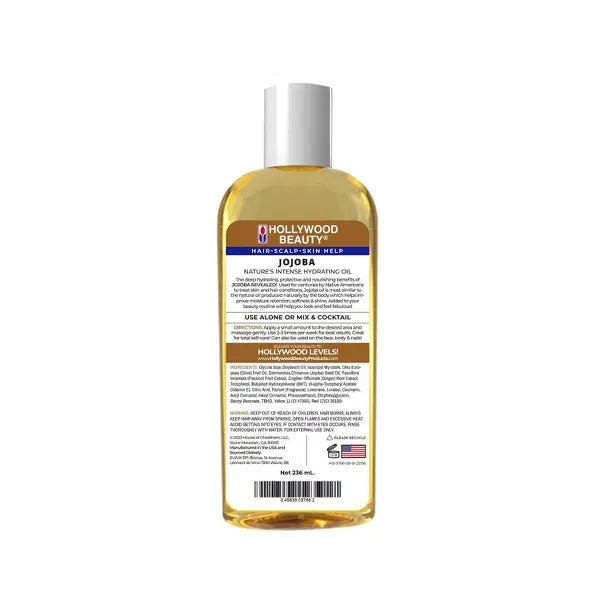 Hollywood Beauty Jojoba Premium Oil - Hydrates & Conditions - 8 oz