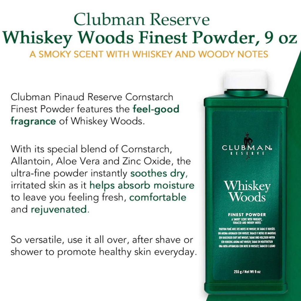 Clubman Pinaud Reserve Whiskey Woods Finest Powder - 9 oz