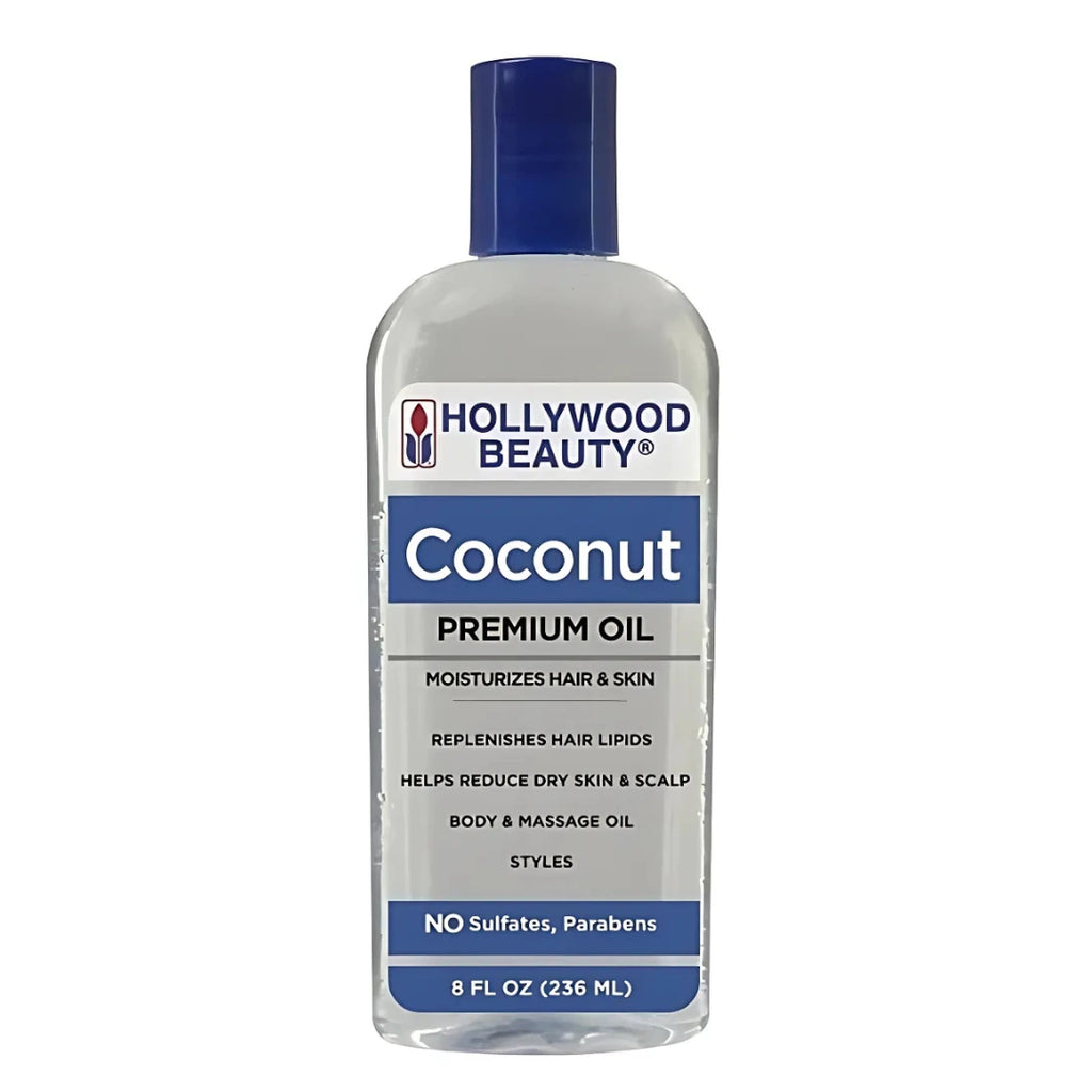 Hollywood Beauty Coconut Premium Oil - Moisturizes Hair & Skin - 8 oz