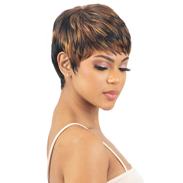 Mayde Beauty Mocha Series 100% Human Hair Blend Mocha Pixie Style Wig